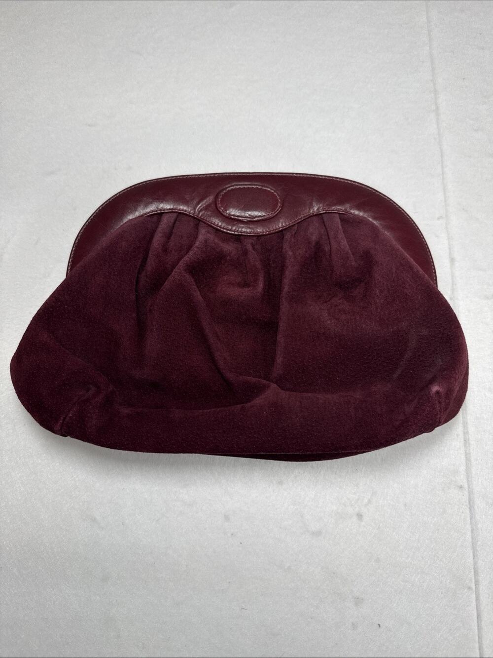 Vintage 70s Meyers USA Burgundy Suede Leather Slouchy Convertible Clutch Bag